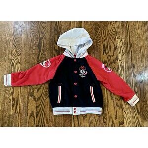 Disney Junior Minnie Mouse‎ Girls Varsity Jacket Size 7 Red Snaps GUC